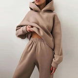 Fongt And Winter Women's Casual Fashion Thick Long-Sleeved Trousers Two Sets