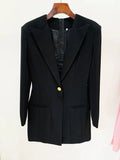 STREET 2023 Newest Designer Dress Women's Long Sleeve Notched Collar Single Buttons Long