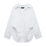 Fongt Printed Silk Shirt 2025 Spring And Summer Folding V-Neck Long Sleeve Single-Cranment Loose Top Woman