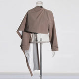 Personality Short Suit Jacket 2025 New Asymmetric High-Waisted Cloak Shawl Design Small Suit