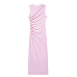 Fongt Women's Clothing 2025 Spring New Sleeveless Folding Decorative Fan Flute Dress Dress Dress