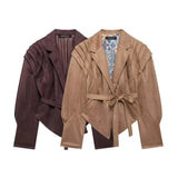 Fongt New Belt Velvet Folded Jacket Jacket