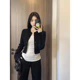 Fongt Scented Black Short Jacket Jacket Women Spring, Autumn And Winter Small Man Body And Cool And Chic Top