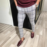 Fongt New Men's Casual Dating Men's Lattice Solid Nine-Point