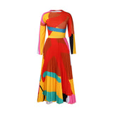 Fongt Autumn Folding Print Suit Long-Sleeved Top Fashion Skirt Two-Piece