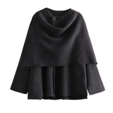 Fongt Autumn Women's Asymmetric Scarf Short Knitted Coat W063 2819