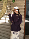 Fongt Xixi 13 Lines 2025 Spring New Ins Temperament Elegant Round-Neck Wool Knit Sweater Sweater Female 25152