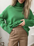 Fongt Multi-Color High-Necked Solid-Color Sweater Women Loose Collar Collar Collar Women's Clothing 66