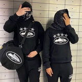 Fongt Graffiti Edig Dress Men's Clothing | 2025 Autumn And Winter Plus Thick Hooded Solid Coat Hoodie Hoodie Tide