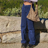 Corduroy Plain Casual Straight Pants-Outfit