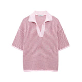 Fongt Summer New Women's Loose Knit POLO Shirt Top High Waist Shorts