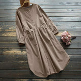 Long Sleeve Sundress ZANZEA Women Spring Long Shirt Dress Elegant O Neck Solid OL Work Vestidos Casual Baggy Dresses