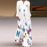 V-neck Long Sleeve Ankle-Length Vintage