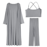 Fongt Lazy Wind Loose Long Open Shirt Plus Short Skirt Suit Women's Sling Vest Trousers Three-Piece Set