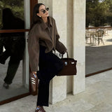 Fongt Wind Autumn New Women's Temperament Simple Collar Short Solid Color Hair Coat