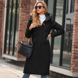Women's winter coats Fashion Long Hooded Thickened Warm Down Jacket Casual Multifunctional Pocket Ladies Parka