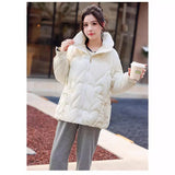 Winter 2024 New Korean Version Of The Cotton-Padded Jacket Hooded Down Cotton-Padded Jacket Students Lady Cotton-Padded Jacket Fashion Jacket Short-Outfit
