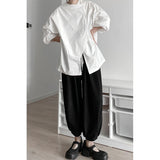 Black Shirts Women Irregular Oversized Blouses Gothic Dark Academic Japanese Vintage Asymmetrical Loose Casual Tops-Outfit