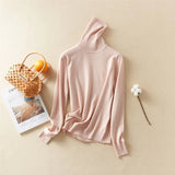 New-Coming Autumn Winter Tops Solid Turn-Down Collar Pullovers Female Thick Turtleneck Knitted High Street Women