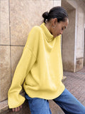 Fongt Multi-Color High-Necked Solid-Color Sweater Women Loose Collar Collar Collar Women's Clothing 66
