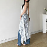 2024 Summer New Women's Clothing Pure Hot Girl Wind Hollow Lace Irregular Pendulum