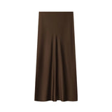 Fongt New Fashion Temperament Silk Hyssy Texture Simple Straight Fan Flute Skirt 8534855