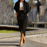 Fongt 2023 New Joker Casual Overalls Temperament Button Belt Suit Skirt-Outfit