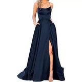 Fongt Solid-Color Bridesmaids Wear Long Dresses With Thin Shoulders And Girlfriend Fashion Bridesmaids Evening