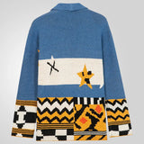 Fongt Men's Autumn And Winter Jersey Knitted Shirt Collar Long Cardigan Sweater Jacket