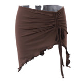 Fongt 2023 Ins Women's Fashion Vintage Pleated Drawstring Waist