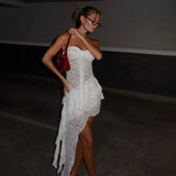 Fongt 2025 Women's New Solid Color Sexy Personality Street Hot Girl Deep V Sling Dress
