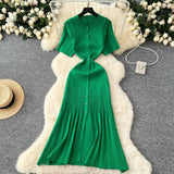 Fongt Summer Famous Lady Thousand Gold Style Slim Thin Short Sleeve Knitted Dress Fishtail Dress Femininity Fashion