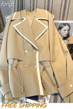 For Women Autumn 2023 Oversized Double Breasted Official Ladies Suits Sailor Collar Long Sleeve Jackets Mujer
