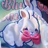 Pink Bow Rabbit Embroidery T Shirts Harajuku Teenage Preppy Kawaii Tee Summer Cotton O-neck Loose Casual Tops Korean