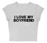 LOVE MY BOYFRIEND Summer Fashion Girls Pink Y2k Crop Top Harajuku Short Sleeve Women T-Shirt Baby Tee Streetwear EMO Girl Punk-Outfit