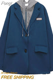 Autumn Winter Women's Coat Patchwork Japaneses Korea Design Elegant Casual Outerwear Y2k Harajuku Oversize Female