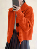Fongt Women's Loose Korean Version Of Fashion Casual Big Collar Knitted Cardigan Coat