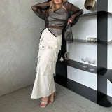 Fongt Detachable Two-Wear Work Dress Women High Waist Thin Multi-Pocket Design Fashion Trend Comfortable
