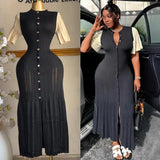 Fongt Summer Famous Lady Thousand Gold Style Slim Thin Short Sleeve Knitted Dress Fishtail Dress Femininity Fashion