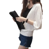 Fongt And South Korea's New Lantern Sleeve Knitted Shirt Women Wearing V-Neck Loose Sunscreen Air-Conditioning Shirt Shawl Coat