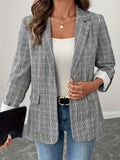 Fongt Elegant Lattice Suit Coat Top