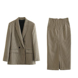 Double-Breasted Suit Jacket 8750331 Plaid Straight Skirt 8917331 Suit-Outfit