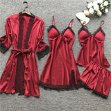 Large-Size Four-Piece Set With Chest Cushions Sexy Slings Home Lace Pajamas Casual Home