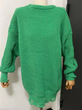 Women's Knitted Padded Pullover Ripped Sweater Autumn Winter Oversized Tops Female Long-sleeved Casual Clothing TH855-Outfit