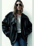 Fongt And Winter 2025 Fashion New Women's Pu Leather Jacket Jacket Locomotive Long-Sleeved Leather Coat Women