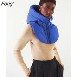 Cotton Padded Hooded Mock Neck Vest Women Fashion Versatile Clothing Accessories Zipper Sleeveless Jackets