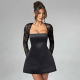 Lace Long Sleeve Mini Dress-Outfit