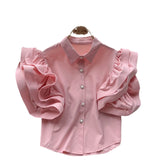 Minority Design Feel Lotus Leaf-Rimmed Shirt Women's Summer Dress New Fashionable Lapel Cardigan Top Fashion-Outfit