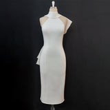 Fongt Hanging Neck Sleeveless Bow Sexy Bare Back Dress High-Rise Large Size Dress Dress Dress Dress Dress