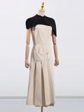 Fongt Temperament Dress Women 2025 Spring And Summer New Bump Color Splicing High-End Shawl Skirt